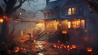 Autumn haunted house halloween Ambience with Spooky Sound, Night Nature Sound, Crunchy Leaves