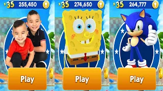 Sonic Dash vs Tag with Ryan SpongeBob vs CKN Toys Car Hero Run All Characters Unlocked