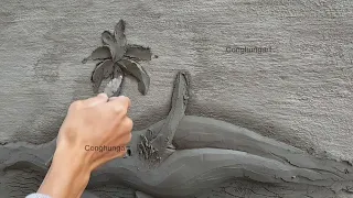 The idea of ​​​​creating a wonderful cement relief seascape