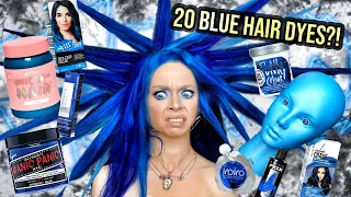 DYING MY HAIR BLUE USING 20 DIFFERENT HAIR DYES!! (to find the BEST BLUE hair dye)