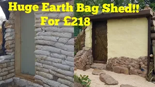 Making a Huge DIY Shed from Earth bags for £218! (Man cave, office, cabin, tiny home, tiny living)