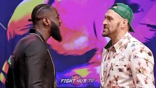 1ST FACE OFF! DEONTAY WILDER VS. TYSON FURY 2 - FULL FACE TO FACE VIDEO - LOS ANGELES, CA