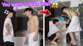 Going out Half Naked to see how my Boyfriend Reacts! | Shirtless Prank [Gay Couple BL]