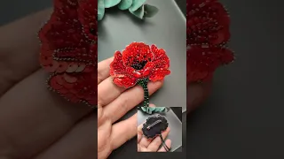 Брошь Мак ручная работа handmade poppy brooch