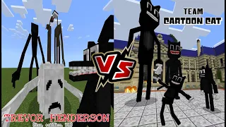 Trevor Henderson's Creatures (Rhex, ociNNico, WOM) vs Team Cartoon Cat [Minecraft PE]