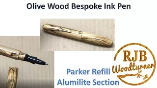 Olive Wood Bespoke Ink Pen - Uses A Parker Refill