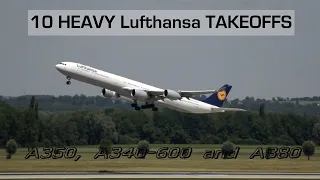 10 HEAVY Lufthansa TAKEOFFs at Munich Airport in under 4 Minutes! Airbus A350, A380 and A340-600