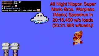 *Former WR* All Night Nippon Super Mario Bros. Warpless (Mario) Speedrun in 20:16.450 w/o loads!