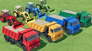 Trucks Of Colors ! SAND LOADING IN COLORED TRUCKS with COZY Tractors ! Farming Simulator 22