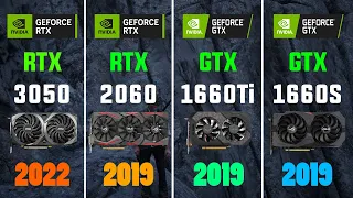 RTX 3050 vs RTX 2060 vs GTX 1660 Ti vs GTX 1660 SUPER Test in 7 Games