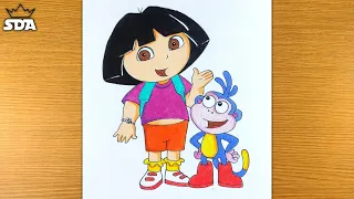 HOW TO DRAW DORA THE EXPLORER CARTOON  STEP BY STEP | Dora The Explorer Cartoon step by step Drawing