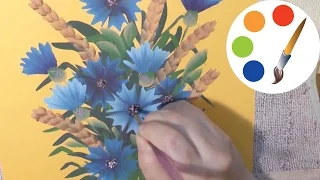 How to paint a Flower, Cornflowers, cómo dibujar flores azules, irishkalia