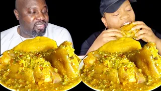 MY HUSBAND ASK FOR THE WRONG THING| Asmr okra soup mukbang and fufu five minutes eating hallenge