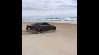 Audi RS7 drift on beach . Amazing