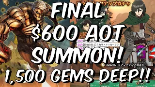 FINAL $600 Attack On Titan Summon - Can We 6/6 EVERY CHARACTER?!?! - Seven Deadly Sins: Grand Cross