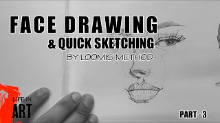 #face FACE DRAWING AND QUICK SKETCHING BY LOOMIS METHOD |PART3 | LIFE IN ART  #supportcarryminati