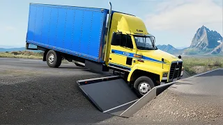 Cars vs Upside Down Speed Bump, Road Restriction and Train Tracks ▶️ BeamNG Drive