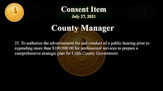 Cobb County Board of Commissioners Meeting - 07/27/21