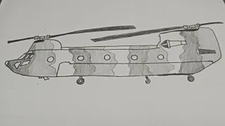 How to draw a Military Helicopter Chinook step by step