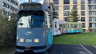 Mit der 🚋Straßenbahnlinie 3 Durch ❤️Freiburg ab Vauban➡️Haid-Munzinger Straße ￼