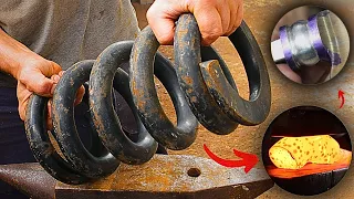 Forging a knife with steel spring... GAÚCHO Knife!