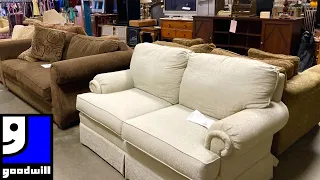 GOODWILL FURNITURE SOFAS ARMCHAIRS TABLES DECOR KITCHENWARE SHOP WITH ME SHOPPING STORE WALK THROUGH