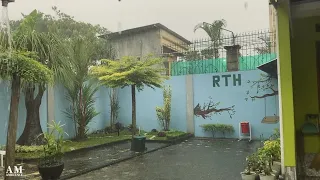 Walking in the Heavy Rain, Lightning and Wind in a Beautiful Village | Rainy Day in Indonesia