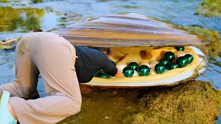 Girl's Pearl Adventure! See how she extracts exquisite pearls from giant clams