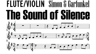 The Sound of Silence Flute Violin Sheet Music Backing Track Play Along Partitura