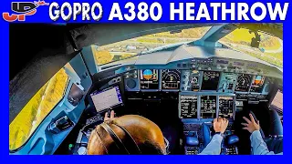 AIRBUS A380 Landing at London Heathrow | Cockpit-Pilot-Wing Views