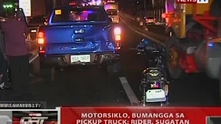 QRT: Motorsiklo, bumangga sa pickup truck; rider, sugatan