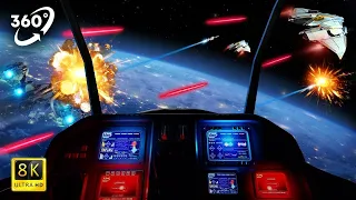 VR 360 Video - Spacecraft simulator in space battle ( Spaceship in Virtual Reality 8k video )