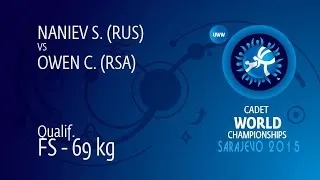 Qual. FS - 69 kg: S. NANIEV (RUS) df. C. OWEN (RSA) by TF, 10-0