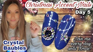 💎 Crystal Bauble | Christmas Accent Nail Designs | Day 5 Madam Glam Advent Calendar | Easy Nail Art