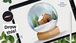 How To Draw A Watercolor Snow Globe • Procreate Tutorial