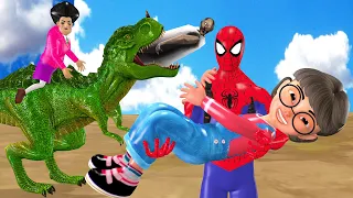 Scary Teacher 3D Nick with Dinosaur TREX, Miss T Recuse Tani Get Off  Granny vs Siren Head