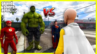 GTA 5 - SAITAMA VS HULK SUPERMAN AND THE FLASH | EPIC BATTLE!