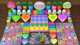 RAINBOW HEARTS I Mixing random into GLITTERS PIPING BAGS I Satisfying Cun Slime #part1