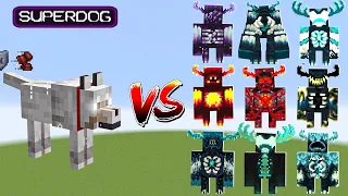 SuperDog vs All Warden Bosses,Mutant Warden,Giant Warden - Minecraft Mob Battle