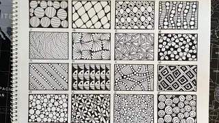 Doodle Patterns for Beginners | Zen tangle Art for Beginners Step by Step | 16 Zen tangle Patterns