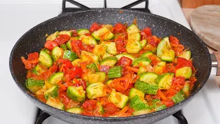 2 Zucchini, 2 Tomate und Abendessen ist fertig! Schnelles Zucchini Rezept! Rezept in 10 Minuten!