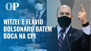 Witzel e Flávio Bolsonaro discutem durante CPI