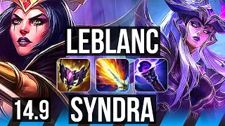 LEBLANC vs SYNDRA (MID) | 10k comeback, 18/3/8, Legendary, 41k DMG, 500+ games | BR Diamond | 14.9