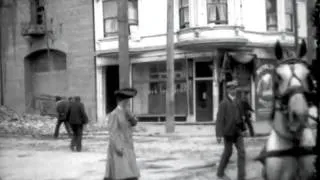 [San Francisco Earthquake Aftermath: Riding Down Market Street] 1906