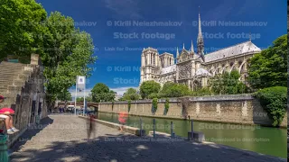Seine and Notre Dame de Paris timelapse hyperlapse is the one of the most famous symbols of Paris