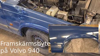 Byter framskärm på Volvo 940