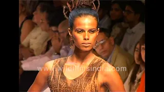 Bronzed Indian models walk the ramp for Luxe South African label 'Sun Goddess' at Lakme Fashion Week