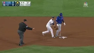 CHC@SD: Contreras doubles off umpire's foot