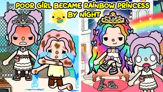Poor Girl Became Rainbow Princess By Night 😱😍 I Sad Story I Toca Life Story I Toca Boca
