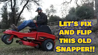 Let's fix this old Snapper riding mower and flip it!